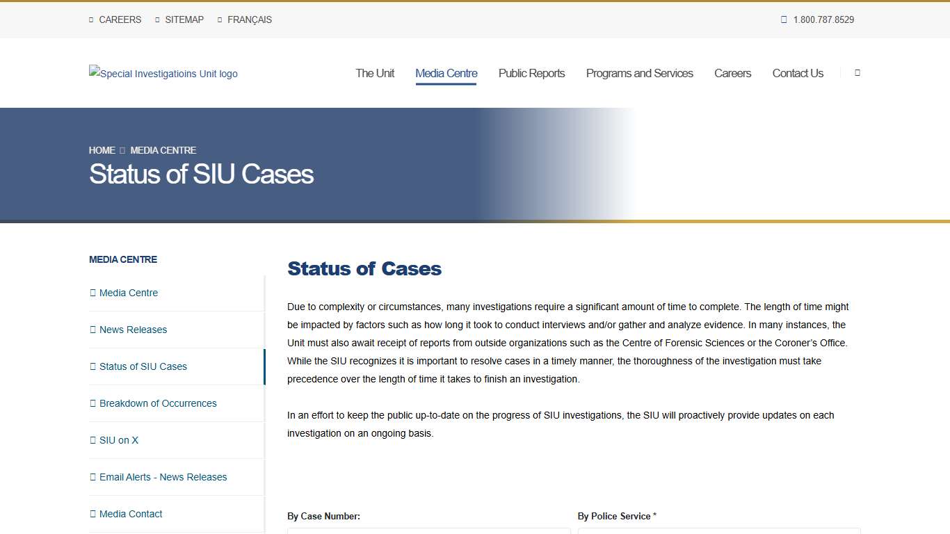 Special Investigations Unit -- Status of SIU Cases