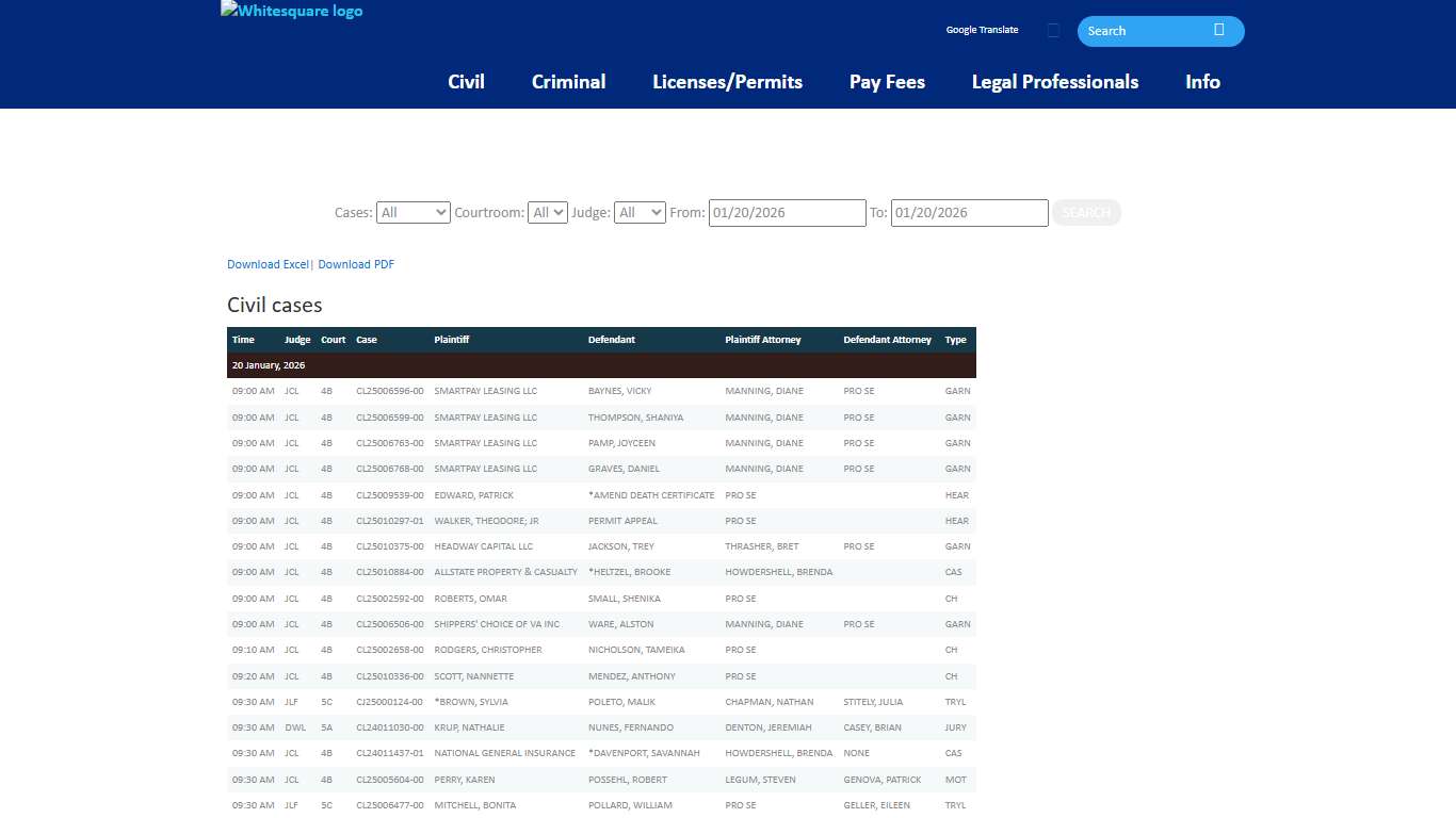 Daily Docket - Norfolk Circuit Court Clerk’s Office